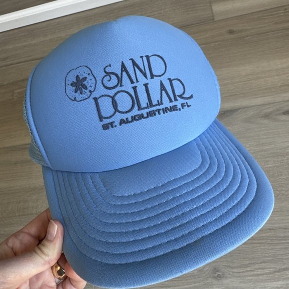 Vintage Sand Dollar St. Augustine Florida Trucker Hat Snapback Cap‎ Baby Blue - Picture 12 of 12
